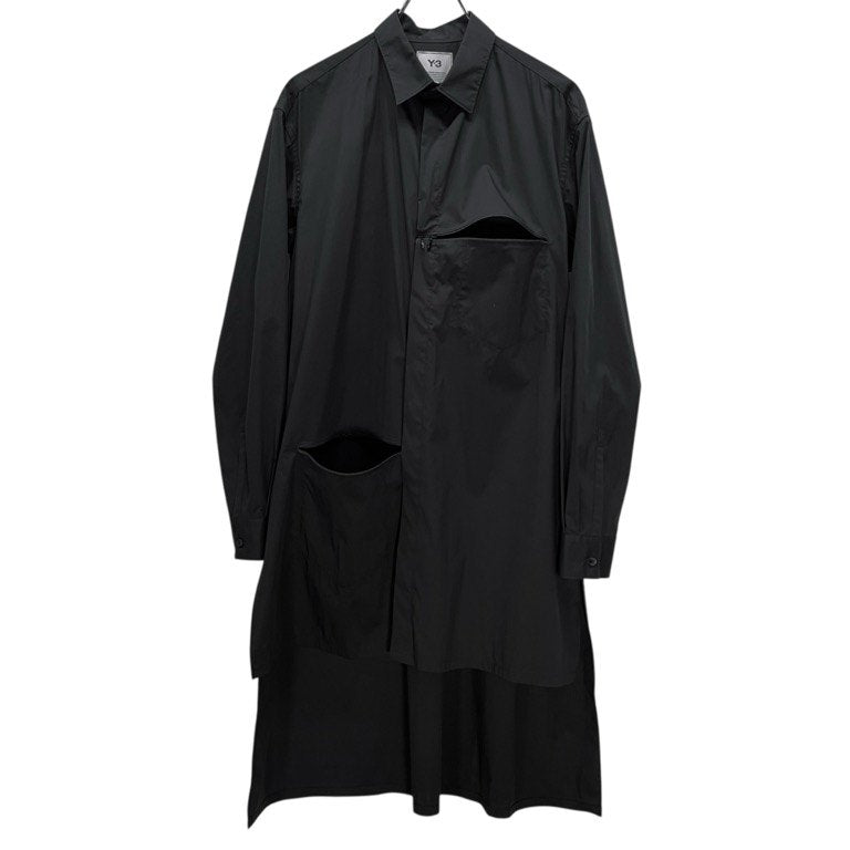 Y-3 20SS CLASSIC SHIRT ジップデザインストレッチブロードロングシャツ ブラウス トップス ロゴ 定価30,800円 Yohji Yamamoto adidas ヨウジヤマモト アディダス ワイスリー メンズ レディース ユニセックス
