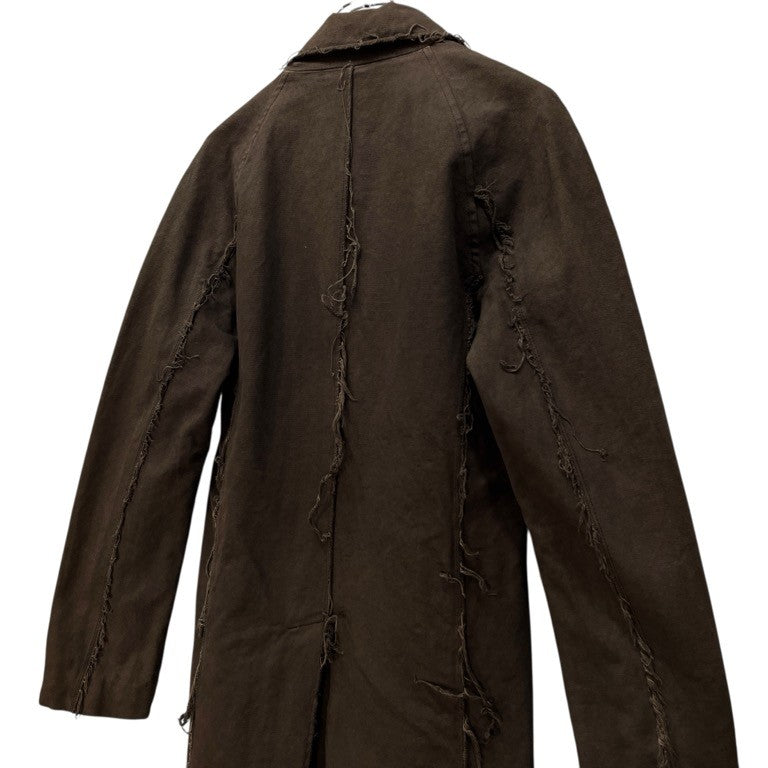 Dhyana 09AW コットンキャンバスカットオフチンストラップミドルコート アウター size 2 ステンカラーコート 裏地ストライプ アルチザン ディアーナ メンズ