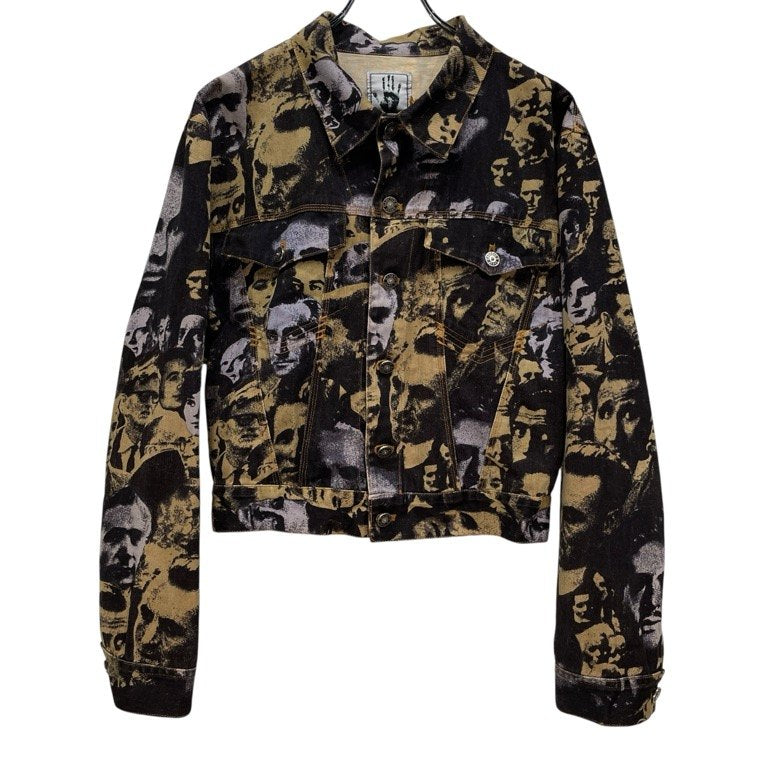 Jean Paul GAULTIER JEAN'S 92AW FACE PRINTED DENIM TRUCKER JACKET フェイスプリントデニムトラッカージャケット Archive 90s JPG 総柄 ブルゾン コート アウター ジャンポールゴルチエ ゴルチェ メンズ