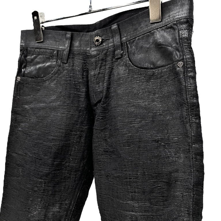 BLACK BARRETT by Neil Barrett アクリル樹脂コーティングブラックデニムカットオフハーフパンツ ショーツ ショート Archive ボトムス ブラックバレット ニールバレット メンズ