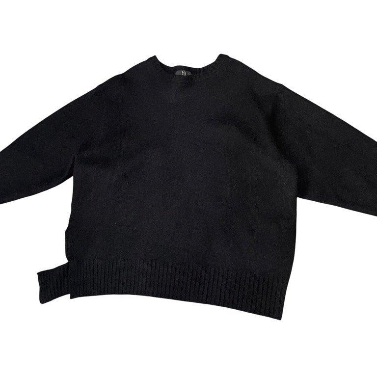 Y’s サイドステッチリペアデザイン圧縮ウールニットセーター 刺繍 アシンメトリー トップス Yohji Yamamoto Femme ワイズ ヨウジヤマモトファム レディース