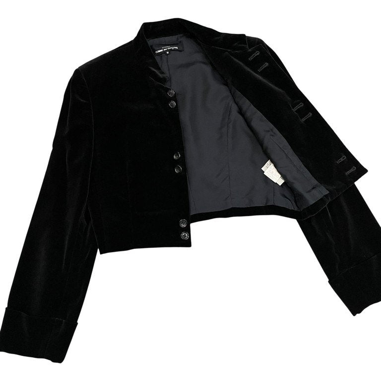 tricot COMME des GARCONS 91AW ベロア6Bマオカラーショートジャケット Archive ChicPunk シックパンク 80s テーラード スタンドカラー 初期 CdG コムデギャルソン レディース
