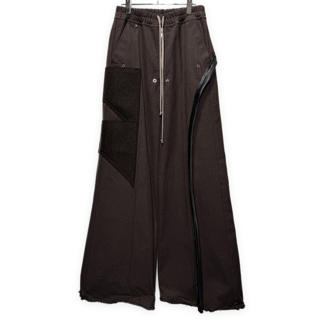 Rick Owens 24AW WIDE BELA PANTS ラバー装飾パッチワークポケットカットオフワイドベラパンツ ワイド フレア ボトムス RR02D6307-CTWWTY リックオウエンス メンズ