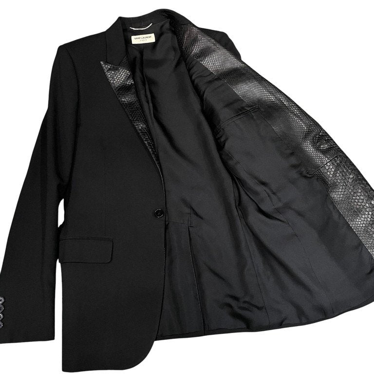 【定価30万】15SSサンローランパリ44パイソンレザーラペル1Bジャケット NEXT51｜D.F.L｜SAINT LAURENT PARIS 15SS パイソンレザー