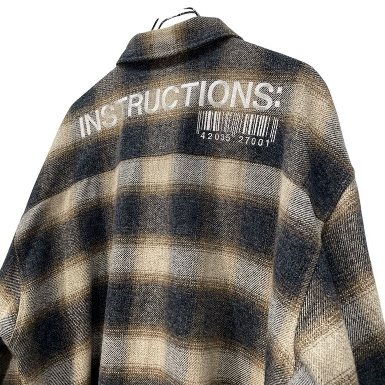 SHAREEF STUDIOUS別注 INSTRUCTIONS刺繍オーバーサイズチェックフランネルシャツ ダブルポケット ブラウス トップス シャリーフ メンズ