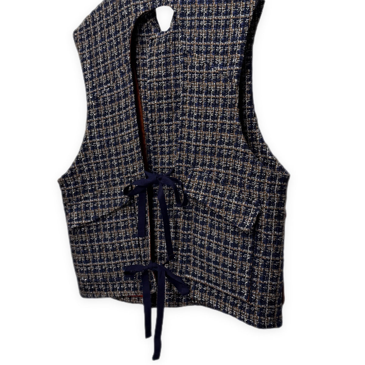 SUBLATIONS GLITTERY TWEED HELI-CREW VEST .07 銀糸混紡ツイードバックリボンベスト トップス アウター ジャケット S071306 サブレーションズ メンズ