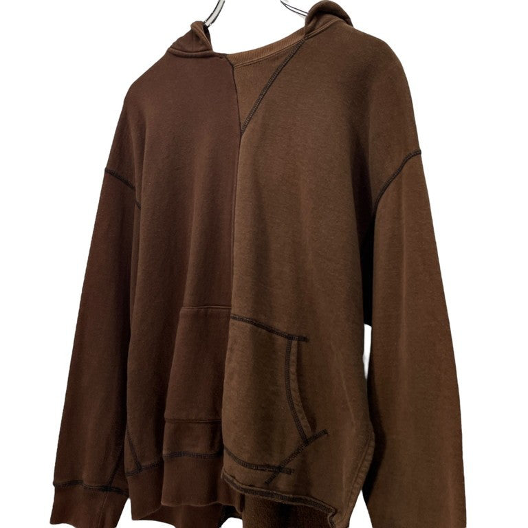 JieDa 19AW アシンメトリービックシルエットパーカー トップス フーディ 切替 ツギハギ 後付けフーディ  ジエダ メンズ レディース Jie-19W-CT03