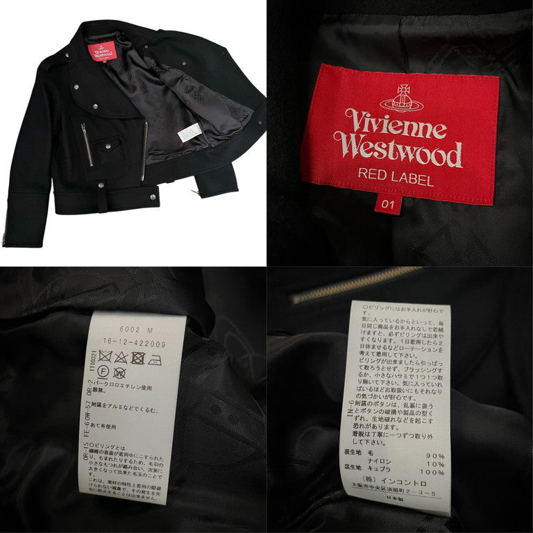Vivienne Westwood RED LABEL ウールメルトンダブルライダースラブジャケット ブルゾン コート アウター ヴィヴィアンウエストウッド レッドレーベル レディース