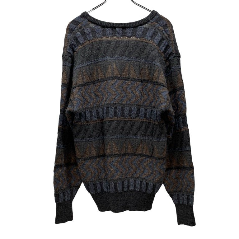 ISSEY MIYAKE ウール総柄Vネックニットセーター Archive 80s 筆タグ トップス イッセイミヤケ レディース メンズ ユニセックス