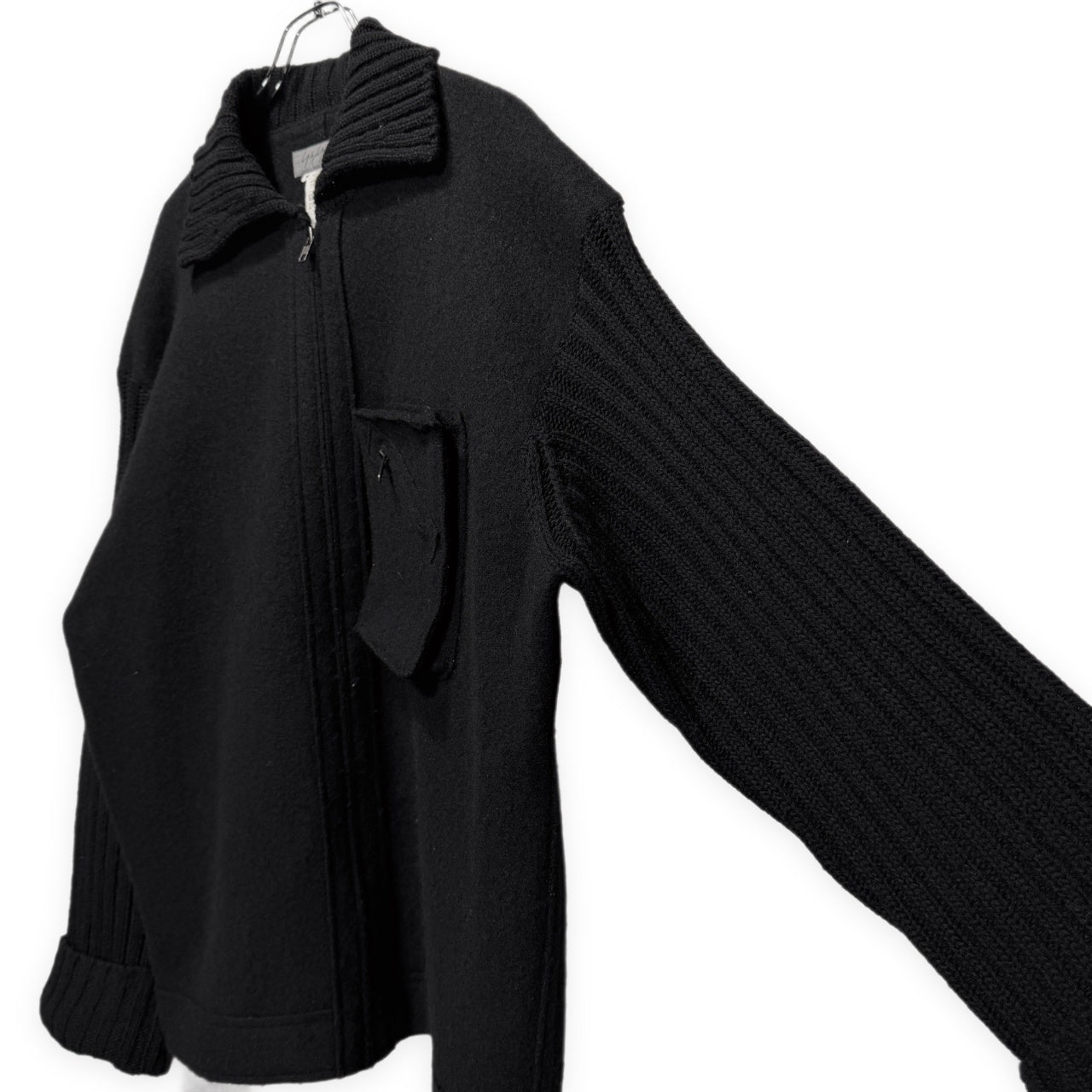 Yohji Yamamoto Pour Homme 98AW 袖ニット切り替え圧縮ウール立体ポケットジップアップブルゾン ジャケット コート アウター Archive 90s ヨウジヤマモトプールオム メンズ