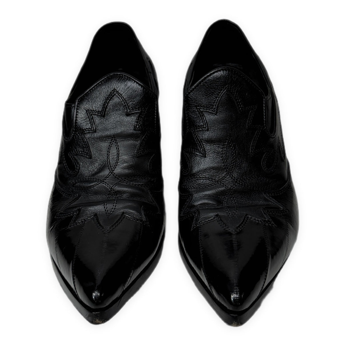SAINT LAURENT PARIS FINN 60 MOCCASINS レザー刺繍ポインテッドトゥカウボーイヒールブーツ シューズ 靴 クツ ウエスタン 42 サンローランパリ メンズ