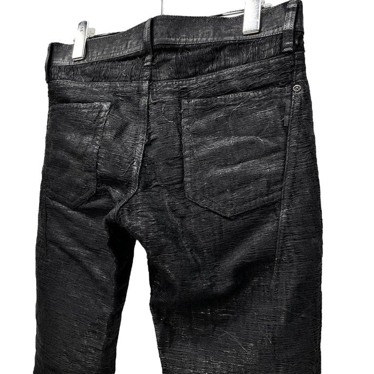 BLACK BARRETT by Neil Barrett アクリル樹脂コーティングブラックデニムカットオフハーフパンツ ショーツ ショート Archive ボトムス ブラックバレット ニールバレット メンズ