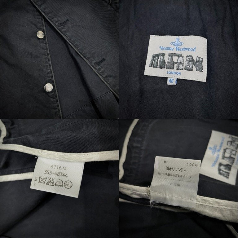 Vivienne Westwood MAN 00SS オーブ刻印メタルボタンコットンパイピングロングコート ジャケット ブルゾン アウター Archive 90s 00s ヴィヴィアンウエストウッド マン メンズ