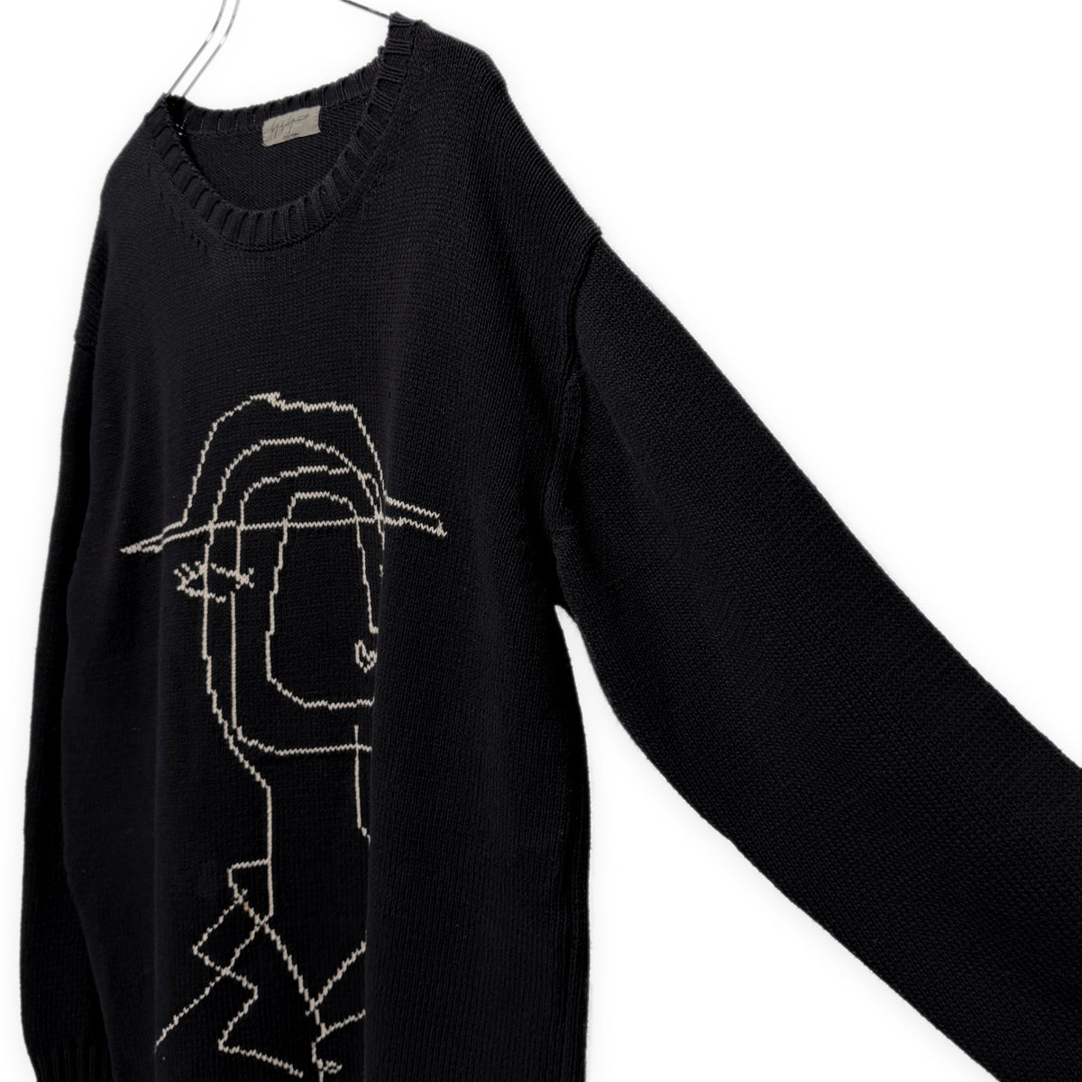 Yohji Yamamoto Pour Homme 16AW 宮沢りえドローイングアート刺繍サイドボタンスリットロングニットセーター トップス Archive HR-K13-092 ヨウジヤマモトプールオム メンズ