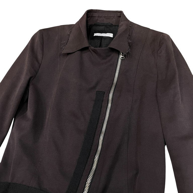 hussein chalayan 02AW キャンバスコットンカットオフ立体ポケットスカートドッキングライダースジャケット Archive ブルゾン アウター 脱着 フセインチャラヤン レディース