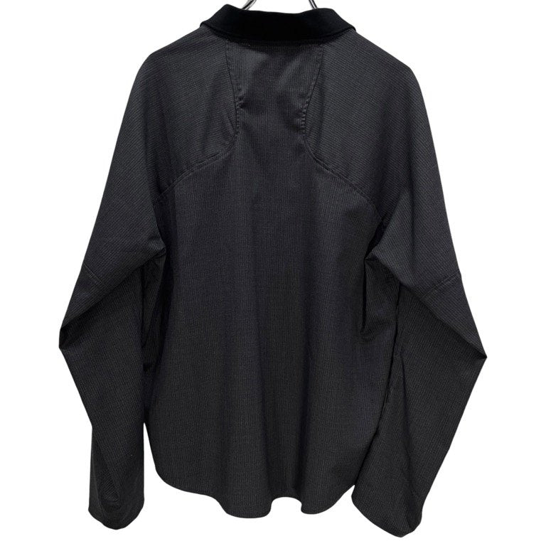 NVRFRGT exclusive for STUDIOUS COLLARED V-NECK PULLOVER TOP 別注 ポリエステルウールストライププルオーバーシャツ ブラウス トップス EXST241J02 定価27,500円 ネバーフォーゲット メンズ