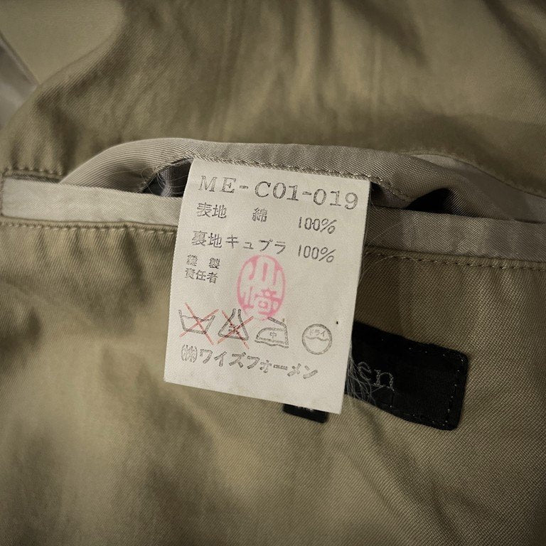 Y's for men コットンギャバジンダブルブレストバックベルトハーフコート ロングジャケット Archive 90s ブルゾン アウター Yohji Yamamoto Pour Homme ワイズフォーメン ヨウジヤマモトプールオム メンズ