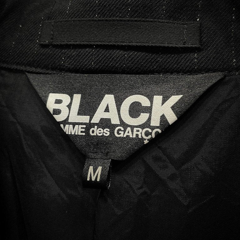 BLACK COMME des GARCONS 19SS 金糸ステッチ銀ラメピンストライプ3Bテーラードジャケット ブレザー スタンドカラー ブルゾン コート アウター ブラック コムデギャルソン メンズ レディース ユニセックス