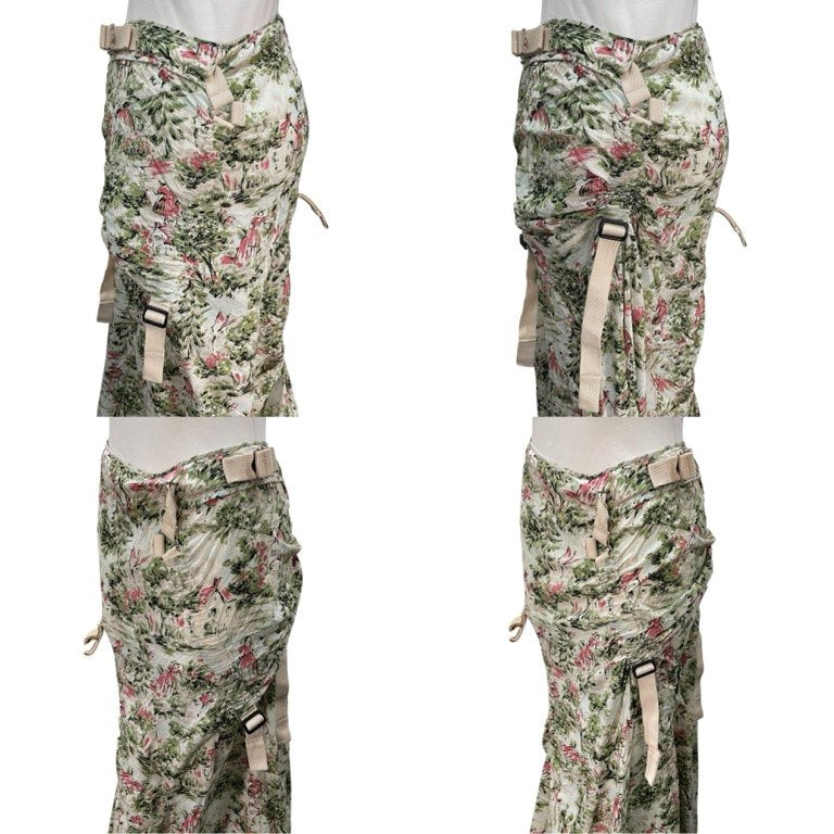 JUNYA WATANABE COMME des GARCONS 03SS 風景画プリントカットオフボンテージパラシュートスカート 拘束 ボトムス Archive 総柄 ベルト パンツ ジュンヤワタナベ コムデギャルソン レディース