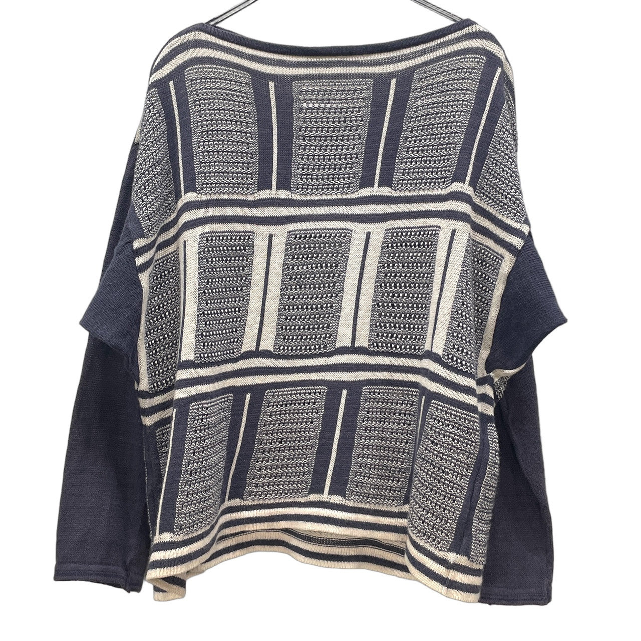 ISSEY MIYAKE MEN コットンリネン脇下マチ付スクエアシルエットニットセーター トップス Archive 80s 筆タグ 本人期 ドルマン イッセイミヤケメン メンズ