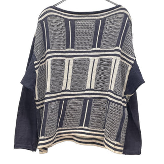 ISSEY MIYAKE MEN コットンリネン脇下マチ付スクエアシルエットニットセーター トップス Archive 80s 筆タグ 本人期 ドルマン イッセイミヤケメン メンズ
