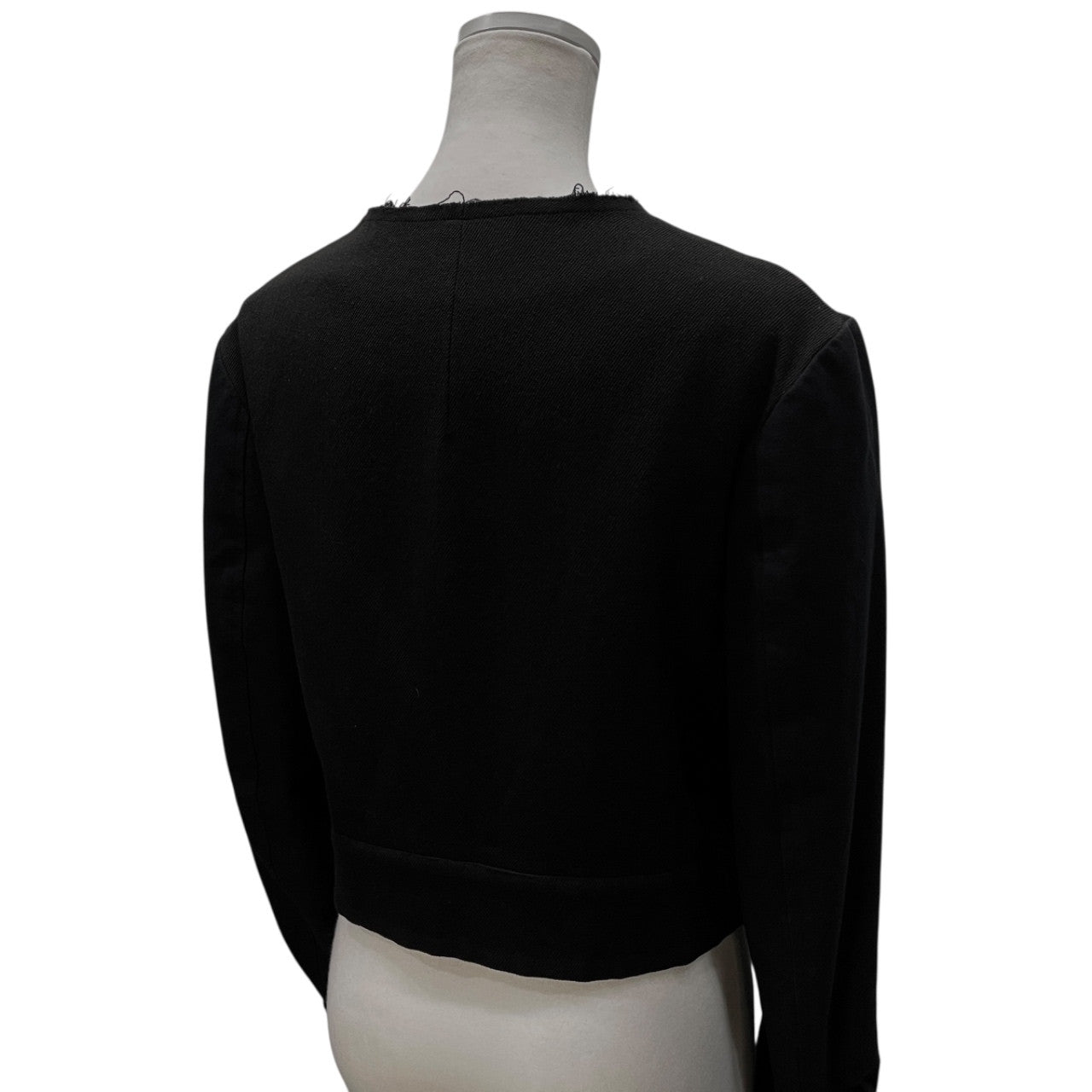 Y's 袖切替ウールカットオフノーカラーショートジャケット 裁ち切り ブルゾン コート アウター Yohji Yamaomto Femme ヨウジヤマモトファム ワイズ レディース