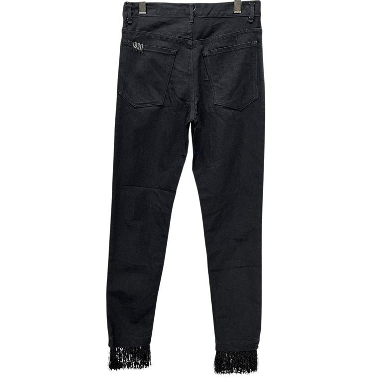 S’YTE Yohji Yamamoto ブラックデニムニークラッシュフリンジスリムパンツ スキニー ウエスタン ボトムス Yohji Yamamoto ヨウジヤマモト サイト メンズ レディース ユニセックス