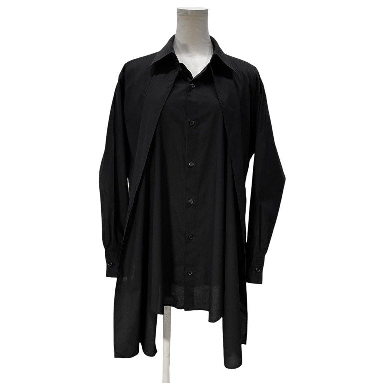 Yohji Yamamoto collections 22AW LAWN LONG DRESS SHIRT コットンローンフロントレイヤードロングシャツ ブラウス トップス Femme ヨウジヤマモトファム レディース