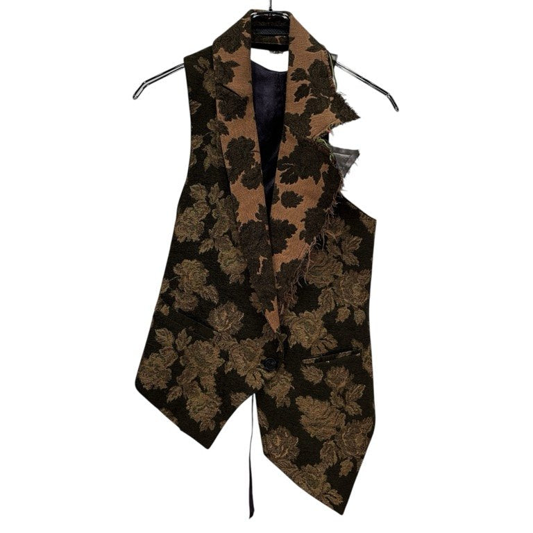 if six was nine ダブルフェイスフラワージャカードアシンメトリーベスト カットオフ ノースリーブ ジャケット アウター 花柄 イフシックスワズナイン メンズ