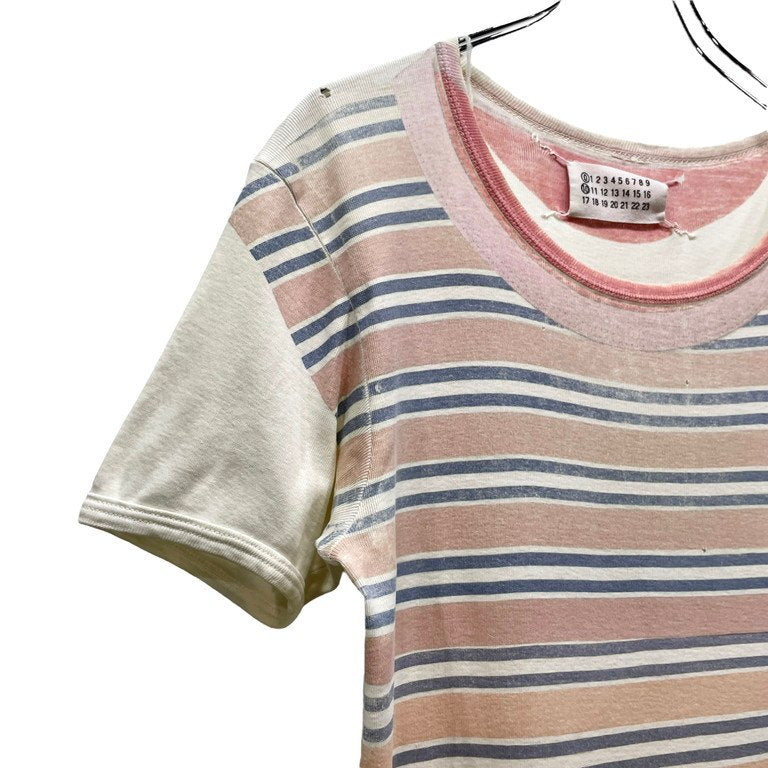 Maison Martin Margiela 0 10 転写ボーダープリントクルーネックTシャツ カットソー Tee T-shirt Archive 90s 00s 本人期 Artisanal アーティザナル トップス メゾンマルタンマルジェラ メンズ