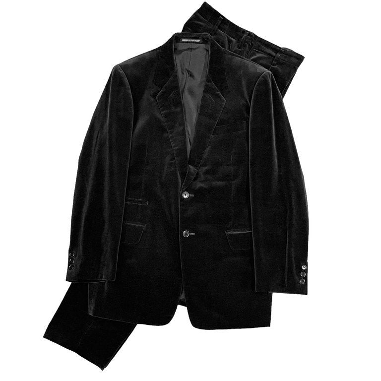 Yohji Yamamoto COSTUME D'HOMME コットンベロアラペルデザインセットアップスーツ 2Bテーラードジャケット 1タックテーパードパンツ スラックス トラウザーズ ヨウジヤマモト コスチュームドオム メンズ