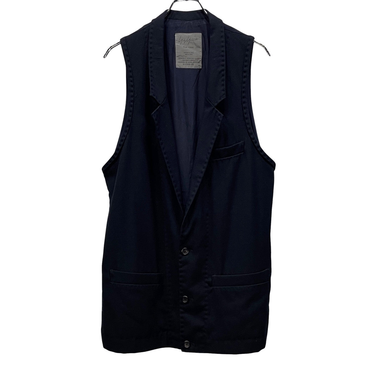 Yohji Yamamoto Pour Homme 94AW ウールハンドステッチスクエアカットロングベスト Archive 90s マリオネット期 ジレ トップス ノースリーブ ジャケット ブルゾン コート アウター ヨウジヤマモトプールオム メンズ