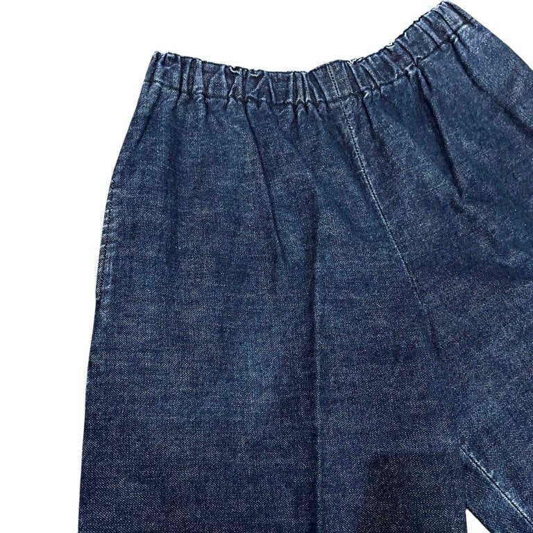 robe de chambre COMME des GARCONS 01SS フラワー刺繍デニムイージーワイドパンツ 花 コムコム ウエストゴム ドローストリング ボトムス レディース