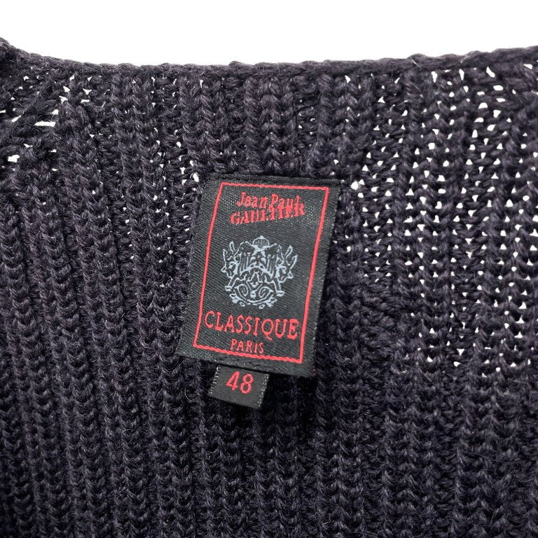 Jean Paul GAULTIER CLASSIQUE 96AW ウールリブ編みノーカラージップアップニットカーディガン Archive 90s JPG トップス ジャンポールゴルチエ ゴルチェ メンズ