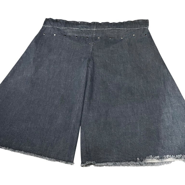 EJ SHEYANG 24SS RUFFLE WAIST SNAP BUTTON TROUSERS ウエストゴムバンドスナップボタンスーパーワイドカットオフフリンジデニムパンツ ボトムス イージェイシェヤン