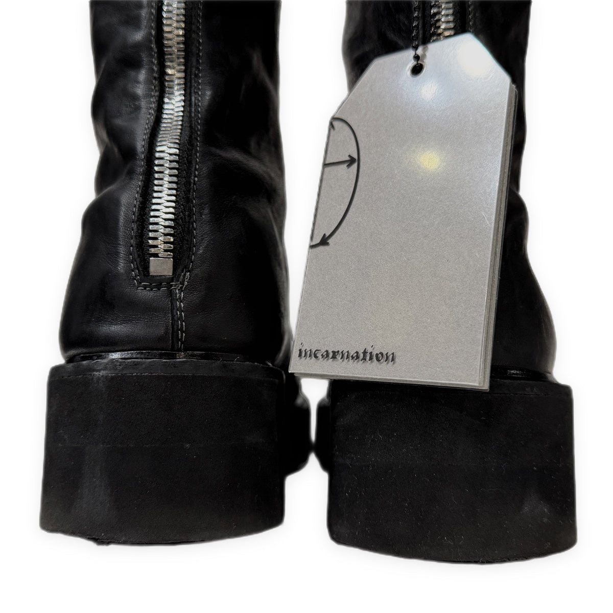incarnation HORSE LEATHER FRONT&BACK ZIP LINED BLACK HI-CREPE SOLES PIECE DYED ホースレザーハイクレープソールフロント&バックジップブーツ 11V-7347 シューズ 靴 クツ 42 定価128,700円 インカーネーション メンズ