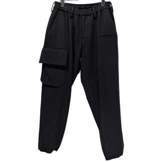 REGULATION Yohji Yamamoto MEN 20AW ウールカシミヤ裾リブカーゴポケットイージーパンツ カシミア ウエストゴム ドローストリング レギュレーション ヨウジヤマモト メン メンズ