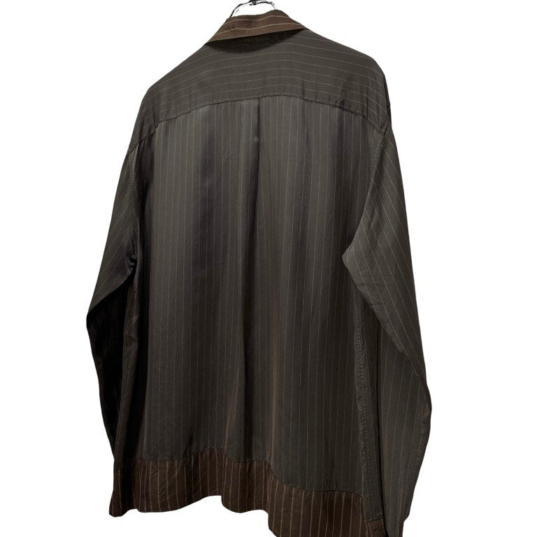 TOGA VIRILIS 21AW オープンカラーストライプフリルキュプラシャツ ブラウス 開襟 トップス トーガ ビリリース メンズ