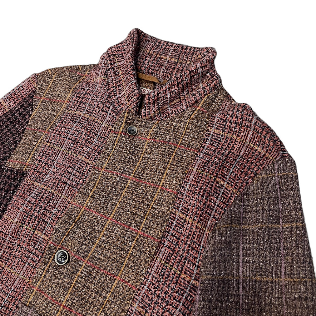 KAPITAL 13SS リネン混コットンウールホーボージャケット チェック 千鳥 パッチワーク Archive ブルゾン コート アウター キャピタル メンズ レディース ユニセックス