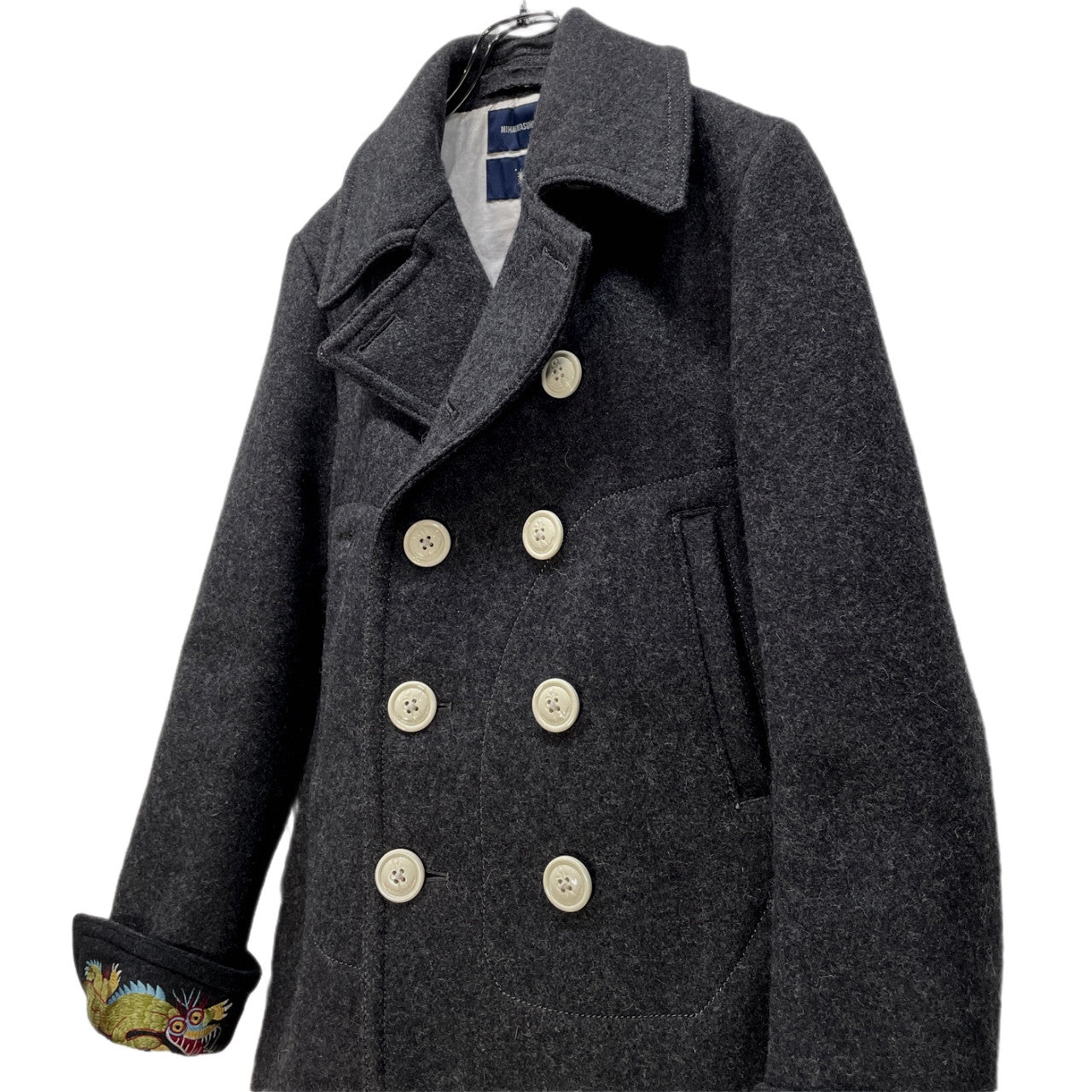 MIHARA YASUHIRO 龍刺繍ウールメルトンピーコート PEA COAT ダブルブレスト ジャケット ブルゾン アウター Archive 00s ミハラヤスヒロ メンズ