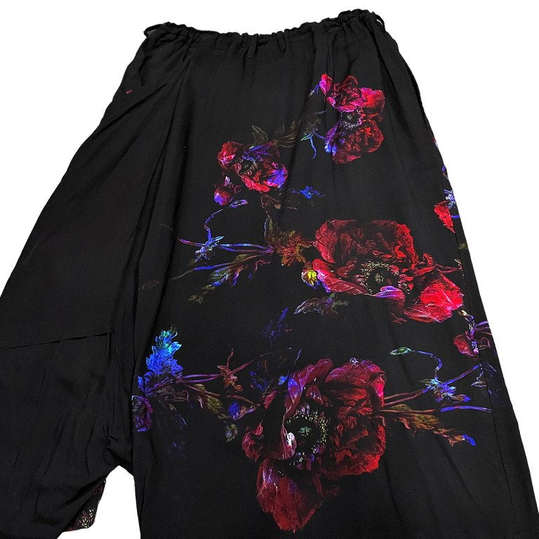 Ground Y 23SS 百花繚乱 プレスフラワーレーヨンラップフロントフレアパンツ 定価82,500円 GI-P01-213 Yohji Yamamoto