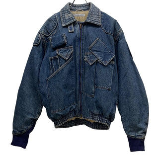 KATHARINE HAMNETT 86AW DENIM CARGO BOMBER JACKET デニムカーゴボンバージャケット ブルゾン コート アウター Archive 80s 90s 希少 初期 OLD VINTAGE レア キャサリンハムネット メンズ