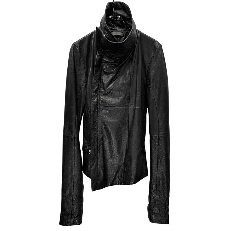 EKAM ラムレザージップアップハイネックレザージャケット シングル ライダース ブルゾン コート アウター エカム メンズ