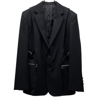 JOHN LAWRENCE SULLIVAN 21AW LAYERED JACKET DORMEUIL社ウールギャバジンサイドベルト2Bレイヤードテーラードジャケット ブレザー ブルゾン コート アウター 定価176,000円 ジョンローレンスサリバン メンズ