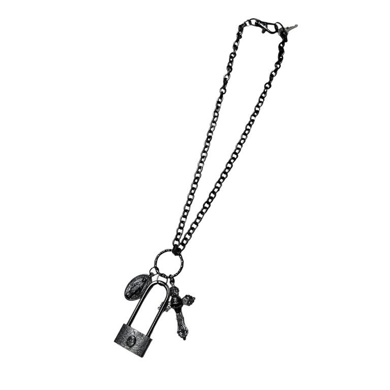 Jean Paul GAULTIER スカルロザリオマリアパドロックチェーンネックレス 一点物 激レア 希少 Archive 90s 00s JPG 未使用 クロス 十字架 南京錠 ペンダント アクセサリー ジャンポールゴルチエ メンズ レディース ユニセックス