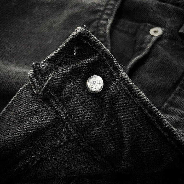 CHANGES 24AW LOOM exclusive REMAKE REGULAR FIT DENIM PANTS VINTAGE LEVI’S JEANS ヴィンテージリーバイス505ブラックデニムリメイク再構築カットオフフリンジパンツ ボトムス