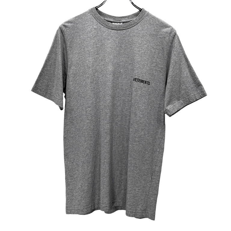 VETEMENTS 21AW フロントバックロゴプリント刺繍クルーネックカットソー Tシャツ Tee T-shirt 半袖 UAH21TR501 GREY GRIS ヴェトモン メンズ レディース ユニセックス