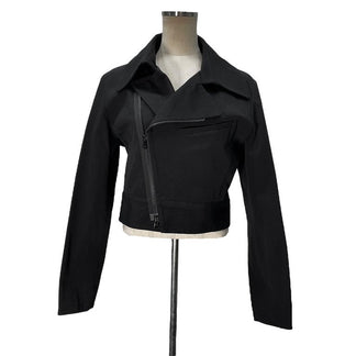 LIMI feu ウールサージショートダブルライダースジャケット ブルゾン コート アウター Yohji Yamamoto リミフゥ ヨウジヤマモト レディース