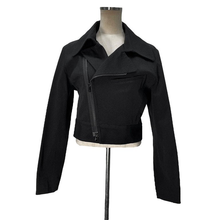 LIMI feu ウールサージショートダブルライダースジャケット ブルゾン コート アウター Yohji Yamamoto リミフゥ ヨウジヤマモト レディース