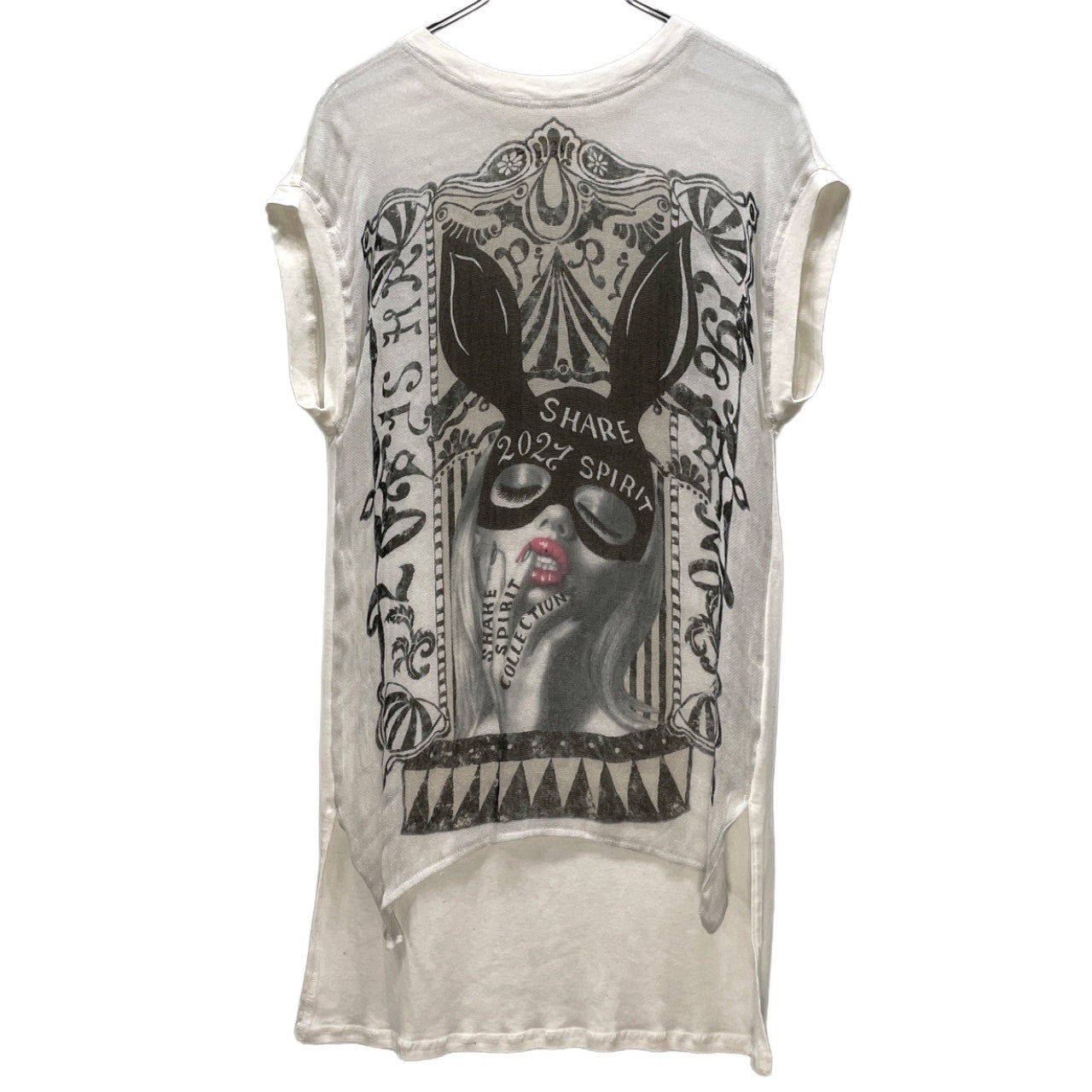 SHARE SPIRIT 21SS ラメガーゼバニープリントノースリーブモダールカットソー Tシャツ Tee T-shirt トップス Y2K シェアスピリット メンズ